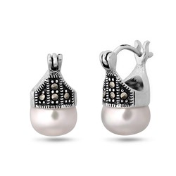 Серьги, жемчуг , марказит, SL-AGA558