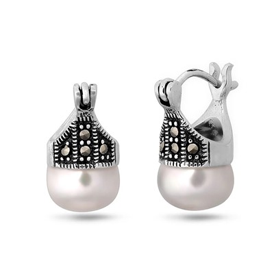 Серьги, жемчуг , марказит, SL-AGA558