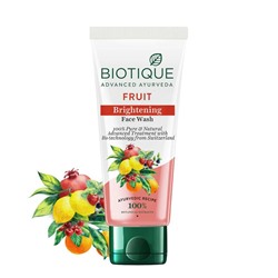 FRUIT, Brightening Face Wash, Biotique (ФРУКТЫ, Осветляющий гель для умывания, Биотик), 150 мл. - СРОК ГОДНОСТИ ДО 30 ИЮНЯ 2025 ГОДА