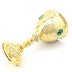 Кубок с гравировкой, вставки Малахит 130*130*230мм