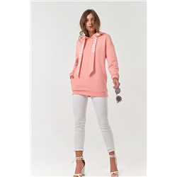 Свитшот удлиненный прямого силуэта из футера розовый