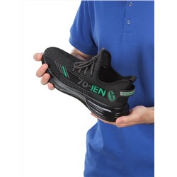 HA103-2 BLACK/GREEN Кроссовки мужские (текстиль) размер