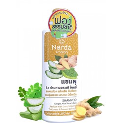 Narda Shampoo GINGER, ALOE VERA, LITSEA, Narda (Шампунь для волос С ИМБИРЕМ, АЛОЭ ВЕРА И ЛИТСЕЕЙ, Нарда), 250 мл. - СРОК ГОДНОСТИ ДО 11 ЯНВАРЯ 2025 ГОДА