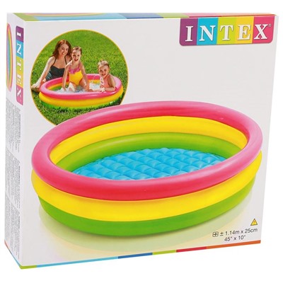 Бассейн Intex с надувным дном Радуга 2+ 114*25см / коробка 57412NP АКЦИЯ! СКИДКА 10%