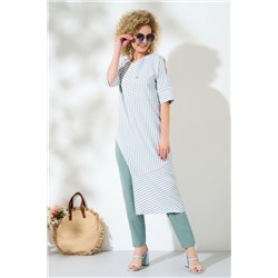 Euromoda 338 бирюза- однотон, Брюки,  Туника