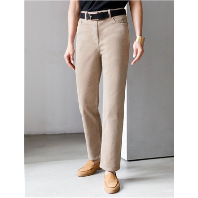 Укороченные эластичные брюки слим из микро вельвета