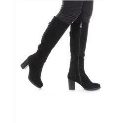 M19-673 BLACK Сапоги зимние женские (натуральная замша, натуральный мех (еврозима)) размер 36