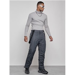 Полукомбинезон утепленный мужской зимний горнолыжный темно-серого цвета 7507TC