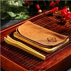 Набор для чайной церемонии керамический «Тясицу», 8 предметов: 4 пиалы 50 мл, чайник 120 мл, салфетка, щипцы, подставка, цвет бежевый