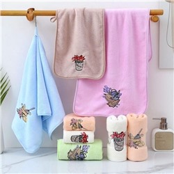 Полотенце из микрофибры "Цветы Кантри" с атласной каймой 25*50 см.