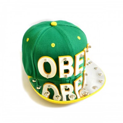 Бейсболка 3D "OBEY", хром (green & yellow)