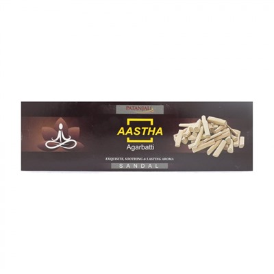 Aastha agarbatti SANDAL, Patanjali (Аастха благовония САНДАЛ, Патанджали), пакет, 25 г.