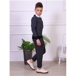 Джемпер-обманка "Альберт" графит-белый