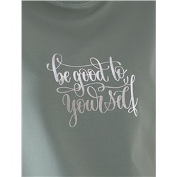 Свободный свитшот с принтом и разрезами из эластичного футера двухнитки без начеса