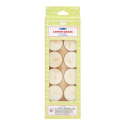 Perfumed T-Lite Candles LEMON GRASS, Satya (Ароматические чайные свечи ЛЕМОНГРАСС, Сатья), набор 12 шт.