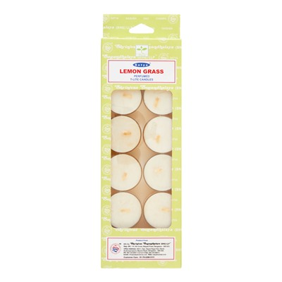 Perfumed T-Lite Candles LEMON GRASS, Satya (Ароматические чайные свечи ЛЕМОНГРАСС, Сатья), набор 12 шт.