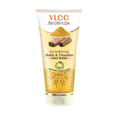 Skin Brightening HALDI & CHANDAN Face Wash, VLCC (КУРКУМА И САНДАЛ осветляющее средство для умывания БЕЗ МЫЛА), 100 мл.