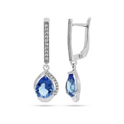 Серьги из серебра танзанит выращ., СПН4585