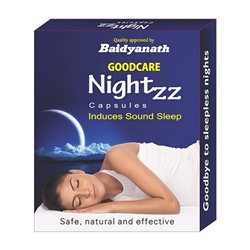 NIGHTZZ Promotes Sound Sleep, Good Care Baidyanath (НАЙТЗ, способствует крепкому сну, Байдьянатх), 10 капс. по 500 мг.