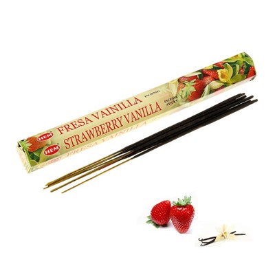 Hem Incense Sticks STRAWBERRY VANILLA  (Благовония КЛУБНИКА - ВАНИЛЬ, Хем), уп. 20 палочек.