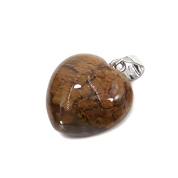 Сердечко ОБЪЁМНОЕ, из камня ЯШМА - денежный магнит (размер 2 на 2 см.), 1 шт.