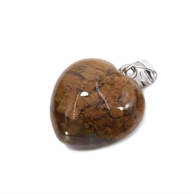 Сердечко ОБЪЁМНОЕ, из камня ЯШМА - денежный магнит (размер 2 на 2 см.), 1 шт.