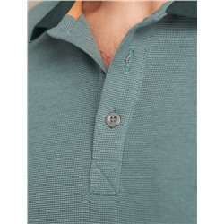 Лонгслив из фактурного трикотажа с плетеным воротником поло с застежкой на пуговицы