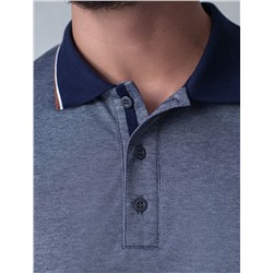 Футболка поло с воротником на пуговицах из полотна пике с меланжевым плетением с эластаном
