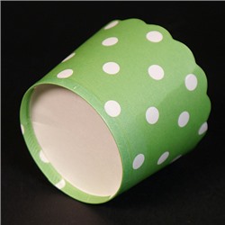 Бумажные стаканчики для кексов Зеленые в горох 50*45 мм, 10 шт