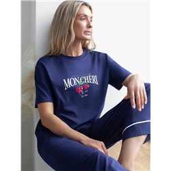 Футболка с принтом свободная эластичная из премиального хлопка