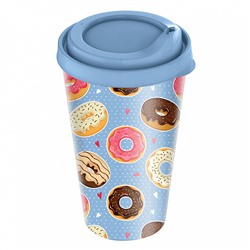 Стакан 550 мл с крышкой с декором (темно-голубой) 221152216/01