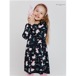 Платье Эля лебеди на синем