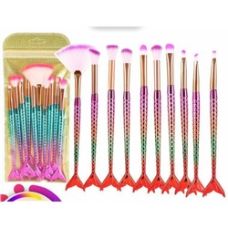 SALE! Набор кистей для макияжа, "Русалка", 10 штук. Цвета в ассортименте.