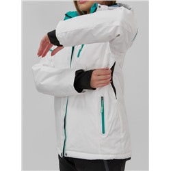Горнолыжная куртка женская зимняя белого цвета 01_1Bl