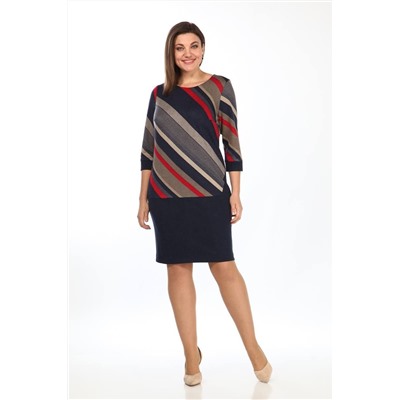 Lady Style Classic 988 темно-синий_с_красным_"диагональ", Платье