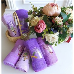 Полотенце из микрофибры "Лавандовый цвет" с атласной каймой 35*75 см.