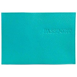 Обложка для паспорта натуральная кожа Флотер "PASSPORT" бирюзовый, тисн.конгрев 1,01гр-ФЛОТЕР-231 ПОЛИГРАФДРУГ