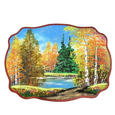 Картина с рисунком из камня, осень "прямоугольное" 33*24см, 490г
