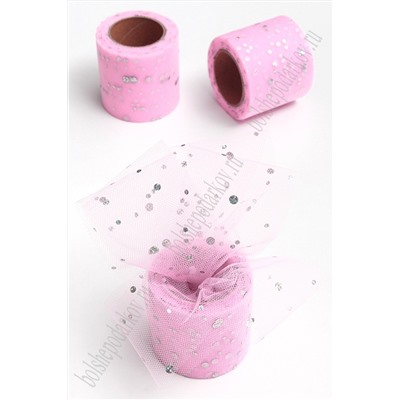 Фатин с пайетками 5,5 см*15 ярд (SF-5806) розовый №42