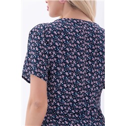 Платье "Римские каникулы" (темно-синее/цветы) П5991