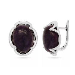 Серьги из серебра чароит, МЦВА170