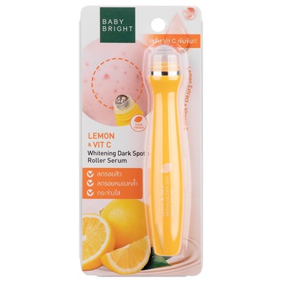 Baby Bright LEMON & VIT C, Whitening Dark Spot Roller Serum (Сыворотка-роллер С ЛИМОНОМ И ВИТАМИНОМ С, для устранения темных пятен на коже лица от постакне), 15 мл.