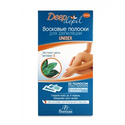 Floresan deep depil восковые полоски для депиляции «unisex» с мятой 20 шт.