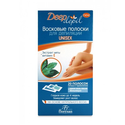 Floresan deep depil восковые полоски для депиляции «unisex» с мятой 20 шт.