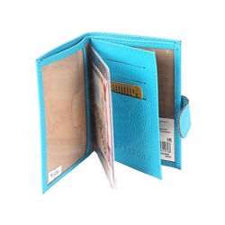 Обложка для авто+паспорт Premier-О-178 (5 внут карм,  двойная стенка)  натуральная кожа голубой флотер (324)  193714