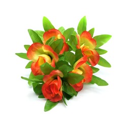 Букет Роза искусственная 5гол. 34см оранжевая  0135-32(вып.по 2шт.)