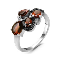 Кольцо из серебра гранат, шпинель, Гавот