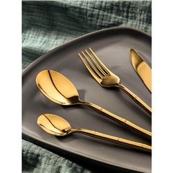 Набор столовых приборов из нержавеющей стали Magistro Bamboo, 4 предмета, цвет золотой