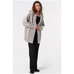 Кардиган вязаный оверсайз теплый без застежки светло-серый