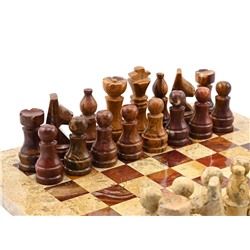Шахматы из ракушечника с коричневым ониксом 250*250мм